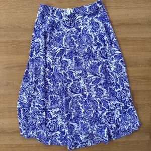 Soprano Blue White Paisley Print Midi Skirt Women's Size M